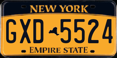 NY license plate GXD5524