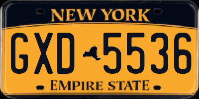 NY license plate GXD5536