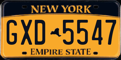 NY license plate GXD5547