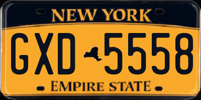NY license plate GXD5558
