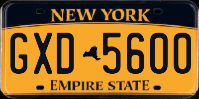 NY license plate GXD5600