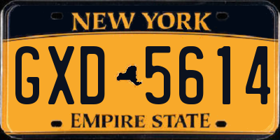 NY license plate GXD5614