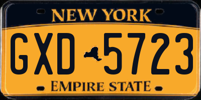 NY license plate GXD5723