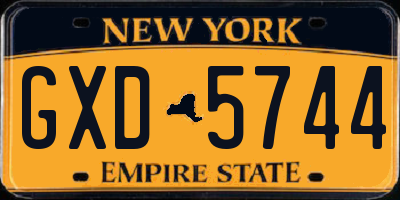 NY license plate GXD5744