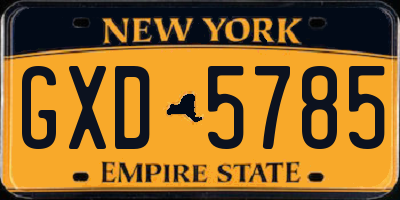 NY license plate GXD5785