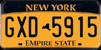 NY license plate GXD5915