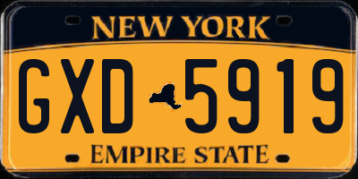 NY license plate GXD5919