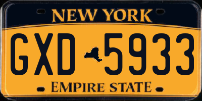 NY license plate GXD5933