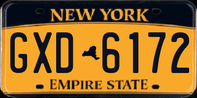 NY license plate GXD6172