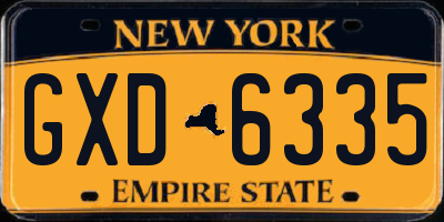 NY license plate GXD6335