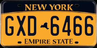 NY license plate GXD6466