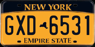 NY license plate GXD6531