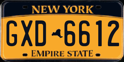 NY license plate GXD6612