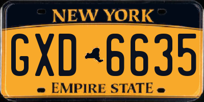 NY license plate GXD6635