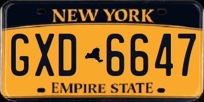 NY license plate GXD6647