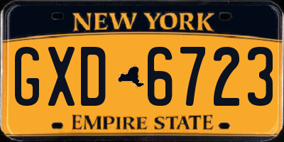 NY license plate GXD6723