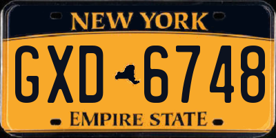 NY license plate GXD6748