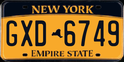 NY license plate GXD6749