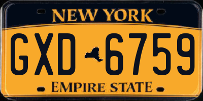 NY license plate GXD6759