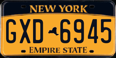 NY license plate GXD6945