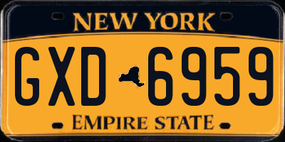 NY license plate GXD6959