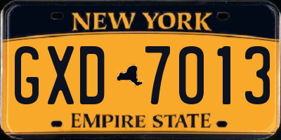 NY license plate GXD7013