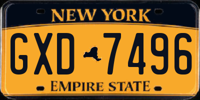 NY license plate GXD7496