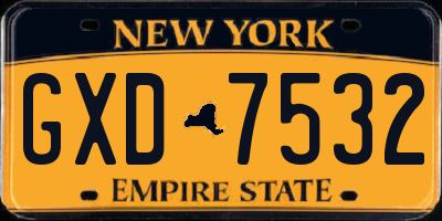 NY license plate GXD7532