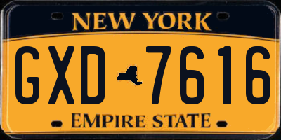NY license plate GXD7616
