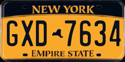 NY license plate GXD7634