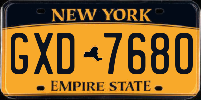 NY license plate GXD7680