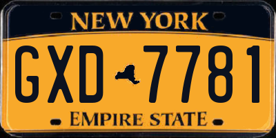 NY license plate GXD7781
