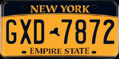 NY license plate GXD7872