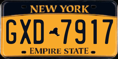 NY license plate GXD7917