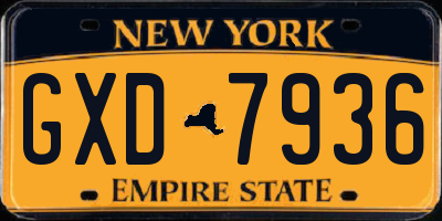 NY license plate GXD7936