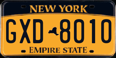 NY license plate GXD8010