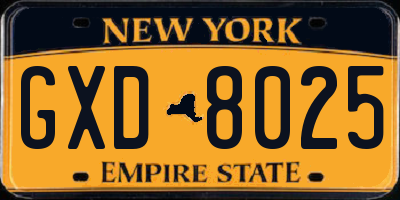 NY license plate GXD8025