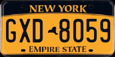 NY license plate GXD8059