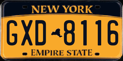 NY license plate GXD8116