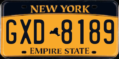 NY license plate GXD8189