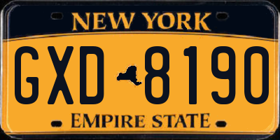 NY license plate GXD8190