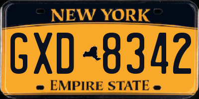 NY license plate GXD8342