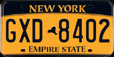 NY license plate GXD8402