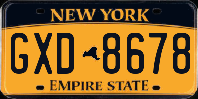 NY license plate GXD8678