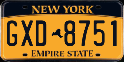 NY license plate GXD8751