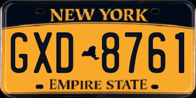NY license plate GXD8761