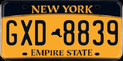 NY license plate GXD8839