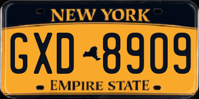 NY license plate GXD8909