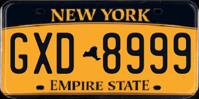 NY license plate GXD8999