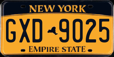 NY license plate GXD9025